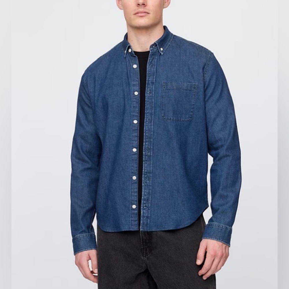 GAP Denim Pocket Shirt Men’s Size XL Tall Button Down Long Sleeve Medium Wash